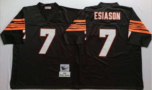 Mitchell And Ness Bengals #7 Boomer Esiason Black Throwback Stitched NFL Jersey - Click Image to Close